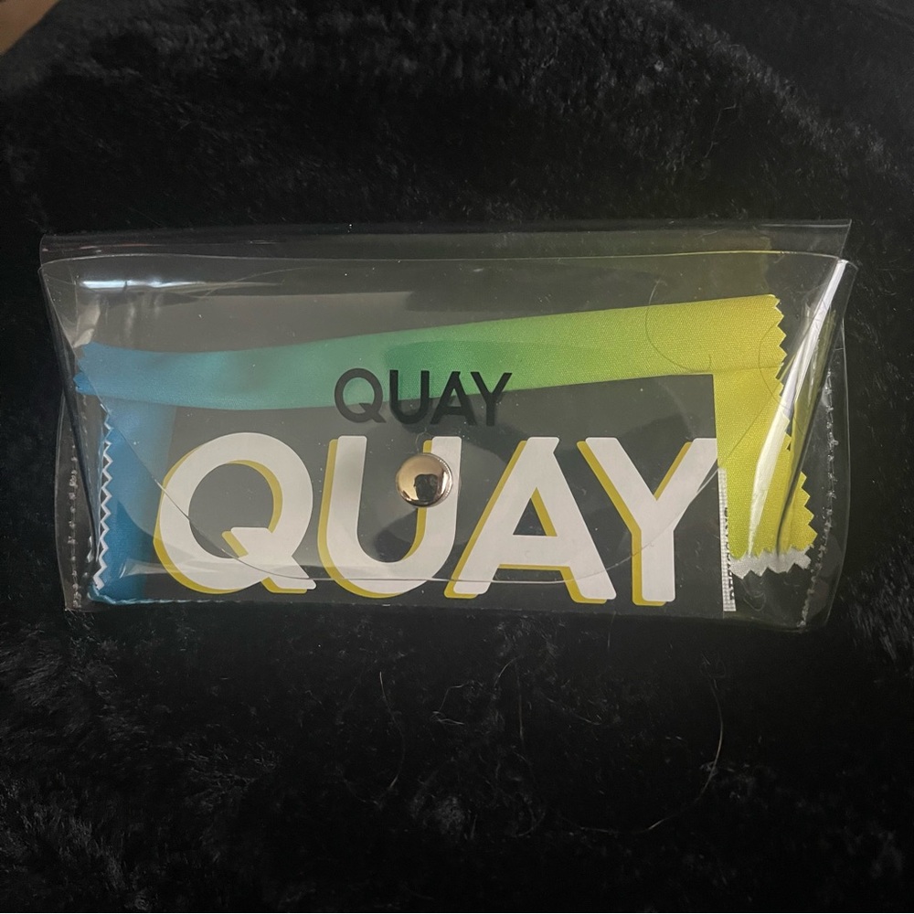 Quay Australia Sunglasses Case Transparent Button Close With Cleaning Cloth